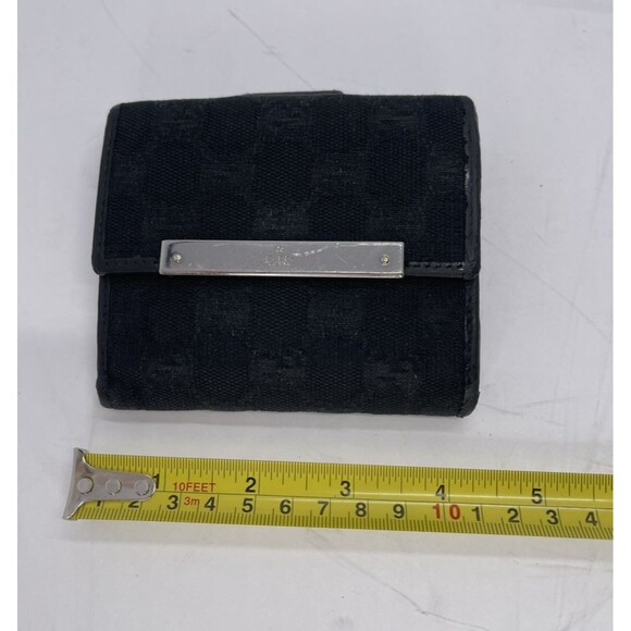 GUCCI GG Logo Black Canvas Bifold Wallet leather trim pigskin inside Italy Made - Picture 5 of 5